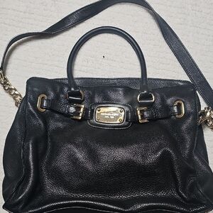 MICHAEL Michael Kors Black Satchel with Gold Accents